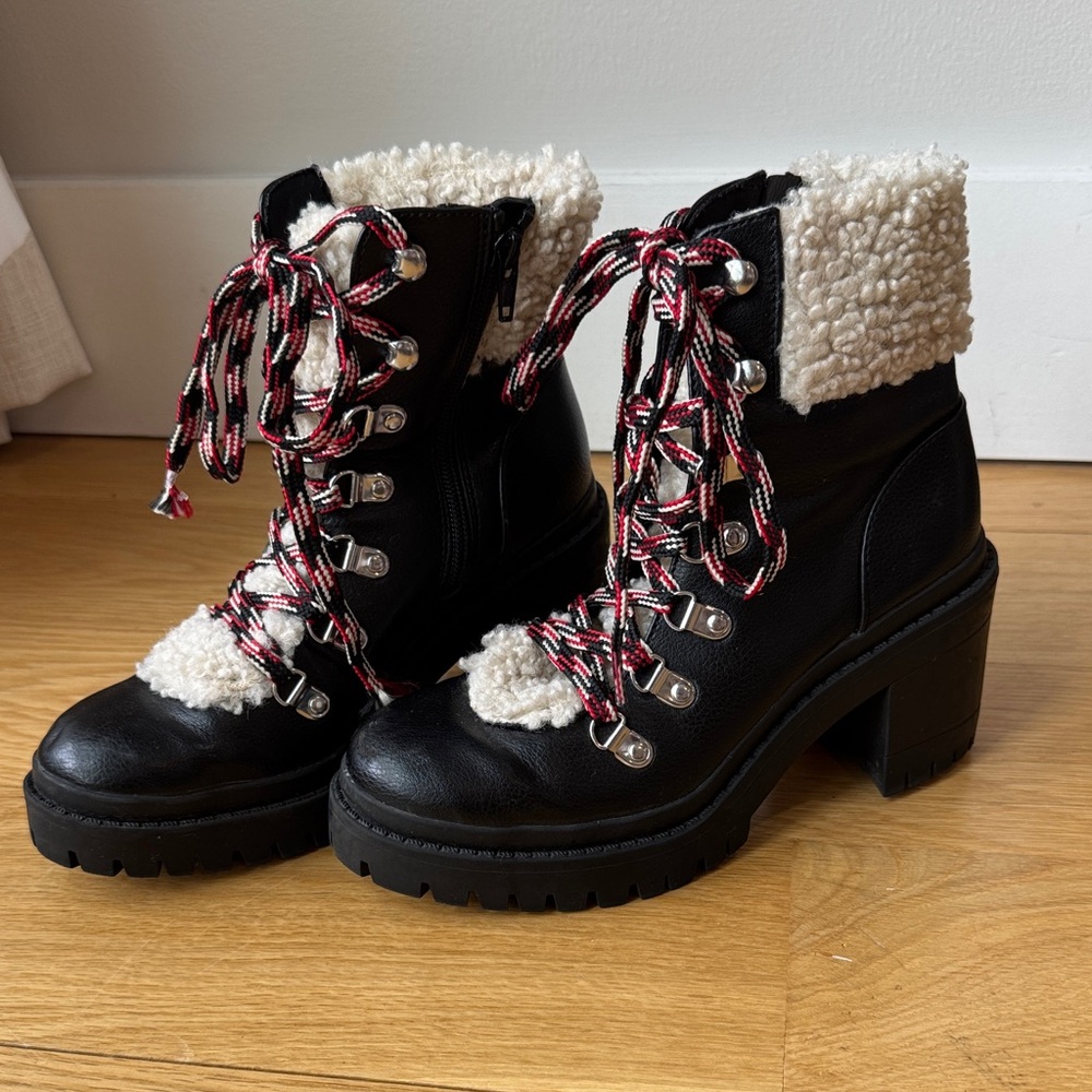 Lace up black boots